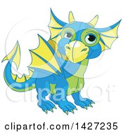 Cute Blue Green And Yellow Baby Dragon