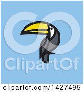 Poster, Art Print Of Flat Styled Toucan Bird On Blue