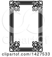 Black And White Ornate Vintage Floral Frame