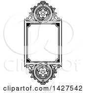Clipart Of A Black And White Ornate Vintage Floral Frame Royalty Free Vector Illustration