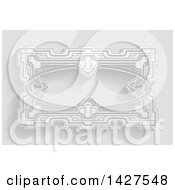 Clipart Of A White Ornate Vintage Art Deco Frame On Gray With Shadows Royalty Free Vector Illustration