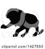 Poster, Art Print Of Black Silhouetted Male Lion Attacking