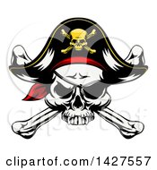 Cartoon Pirate Skull And Crossbones Wearing An Eye Patch And Captain Hat