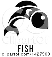 Poster, Art Print Of Black And White Food Allergen Icon Of A Fish Over Text