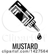 Clipart Of A Black And White Food Allergen Icon Of A Bottle Over Mustard Text Royalty Free Vector Illustration by AtStockIllustration