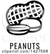 Black And White Food Allergen Icon Of Peanuts Over Text