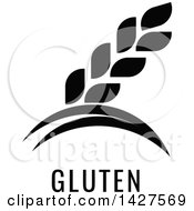 Clipart Of A Black And White Food Allergen Icon Of Wheat Over Gluten Text Royalty Free Vector Illustration by AtStockIllustration