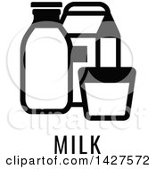 Poster, Art Print Of Black And White Food Allergen Icon Of Milk Over Text