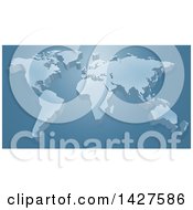 Clipart Of A 3d Raised World Map Over Blue Royalty Free Vector Illustration