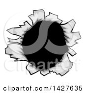 Clipart Of A Paper Or Metal Hole Opening Royalty Free Vector Illustration