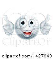 Poster, Art Print Of Cartoon Happy Golf Ball Mascot Giving Two Thumbs Up