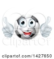 Poster, Art Print Of Cartoon Happy Soccer Ball Mascot Giving Two Thumbs Up