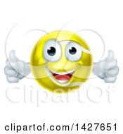Poster, Art Print Of Cartoon Happy Tennis Ball Mascot Giving Two Thumbs Up