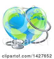 3d Medical Stethoscope Around A Heart Earth Globe