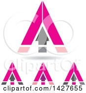Clipart Of Triangular Pink Arrow Letter A Logos Or Icon Designs With Shadows Royalty Free Vector Illustration