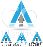 Poster, Art Print Of Triangular Blue Arrow Letter A Logos Or Icon Designs With Shadows