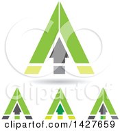 Poster, Art Print Of Triangular Green Arrow Letter A Logos Or Icon Designs With Shadows