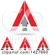 Poster, Art Print Of Triangular Red Arrow Letter A Logos Or Icon Designs With Shadows