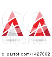 Poster, Art Print Of Triangular Pyramidical Red Arrow Letter A Logos Or Icon Designs With Stripes And Shadows