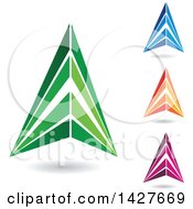 Clipart Of Triangular Letter A Logos Or Icon Designs With Shadows Royalty Free Vector Illustration