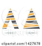 Clipart Of Striped Triangular Letter A Logos Or Icon Designs With Shadows Royalty Free Vector Illustration