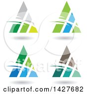Clipart Of Triangular Or Pyramidical Letter A Logos Or Icon Designs With Shadows Royalty Free Vector Illustration