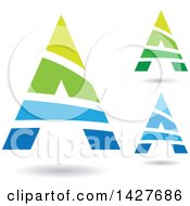 Clipart Of Triangular Striped Letter A Logos Or Icon Designs With Shadows Royalty Free Vector Illustration