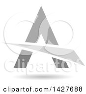 Poster, Art Print Of Triangular Gray Letter A Logo Or Icon Design With A Swoosh And Shadow