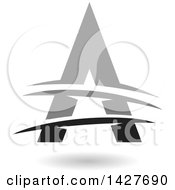 Poster, Art Print Of Triangular Gray And Black Letter A Logo Or Icon Design With Lines And A Shadow