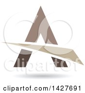 Poster, Art Print Of Triangular Brown Black And Tan Letter A Logo Or Icon Design With A Swoosh And Shadow