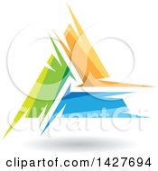 Triangular Abstract Artistic Green Orange And Blue Letter A Logo Or Icon Design With A Shadow