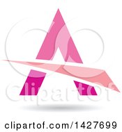 Clipart Of A Triangular Pink Letter A Logo Or Icon Design With A Swoosh And Shadow Royalty Free Vector Illustration