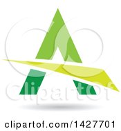 Poster, Art Print Of Triangular Green Letter A Logo Or Icon Design With A Swoosh And Shadow