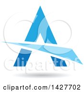 Poster, Art Print Of Triangular Blue Letter A Logo Or Icon Design With A Swoosh And Shadow