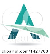 Poster, Art Print Of Triangular Green And Turquoise Letter A Logo Or Icon Design With A Swoosh And Shadow