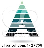 Poster, Art Print Of Striped Green Pyramidical Triangular Letter A Logo Or Icon Design With A Shadow