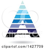Poster, Art Print Of Striped Blue Pyramidical Triangular Letter A Logo Or Icon Design With A Shadow