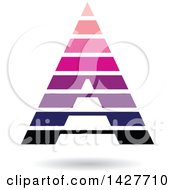 Poster, Art Print Of Striped Pink And Purple Pyramidical Triangular Letter A Logo Or Icon Design With A Shadow