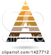 Poster, Art Print Of Striped Orange And Brown Pyramidical Triangular Letter A Logo Or Icon Design With A Shadow