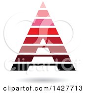 Poster, Art Print Of Striped Pink And Red Pyramidical Triangular Letter A Logo Or Icon Design With A Shadow