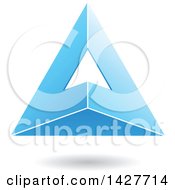 Poster, Art Print Of 3d Pyramidical Triangular Blue Letter A Logo Or Icon Design With A Shadow