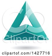 Clipart Of A 3d Pyramidical Triangular Turquoise Letter A Logo Or Icon Design With A Shadow Royalty Free Vector Illustration