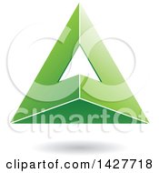 Poster, Art Print Of 3d Pyramidical Triangular Green Letter A Logo Or Icon Design With A Shadow