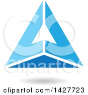 Poster, Art Print Of Pyramidical Triangular Blue Letter A Logo Or Icon Design With A Shadow