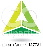 Poster, Art Print Of Pyramidical Triangular Green Letter A Logo Or Icon Design With A Shadow