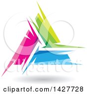 Poster, Art Print Of Triangular Abstract Artistic Pink Green And Blue Letter A Logo Or Icon Design With A Shadow