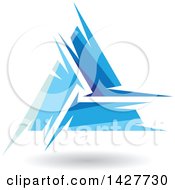 Poster, Art Print Of Triangular Abstract Artistic Blue Letter A Logo Or Icon Design With A Shadow