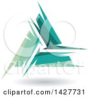 Poster, Art Print Of Triangular Abstract Artistic Green Letter A Logo Or Icon Design With A Shadow