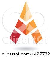 Poster, Art Print Of Triangular Orange Letter A Logo Or Icon Design With A Shadow