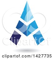 Poster, Art Print Of Triangular Blue Letter A Logo Or Icon Design With A Shadow